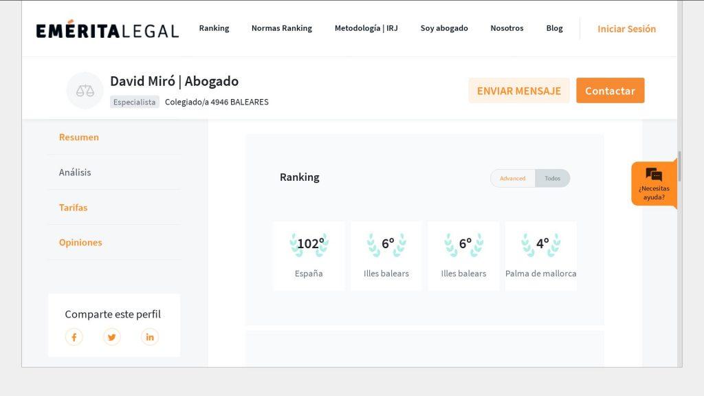 Ranking 2020 en Emérita Legal